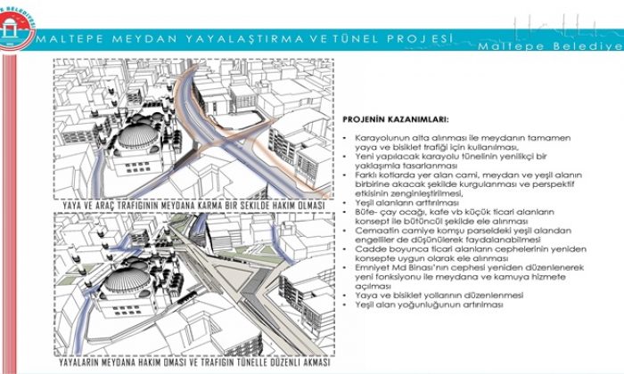 Maltepe Meydan Yayalaştırma ve Tünel Projesi’nin ilk etabı başladı.