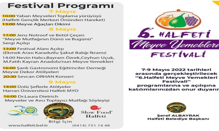 6. Halfeti Meyve Yemekleri Festivali programı