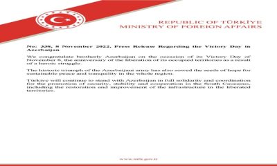Press Release Regarding the Victory Day in Azerbaijan