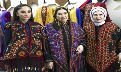 Emine Erdoğan, Türkmenistan’da Türkmen El Sanatları Sergisi’ni gezdi