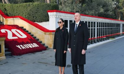 İlham Aliyev ve eşi Mehriban Aliyeva, 20 Ocak faciasının 34. yıl dönümü dolayısıyla Şehitler Sokak’ı ziyaret etti